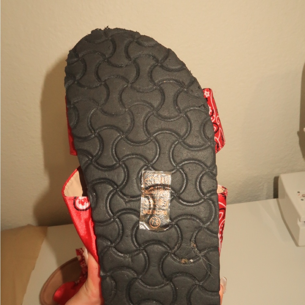 Red Bandana Slide Sandals - Women's Casual Slip-On - Picture 6 of 7